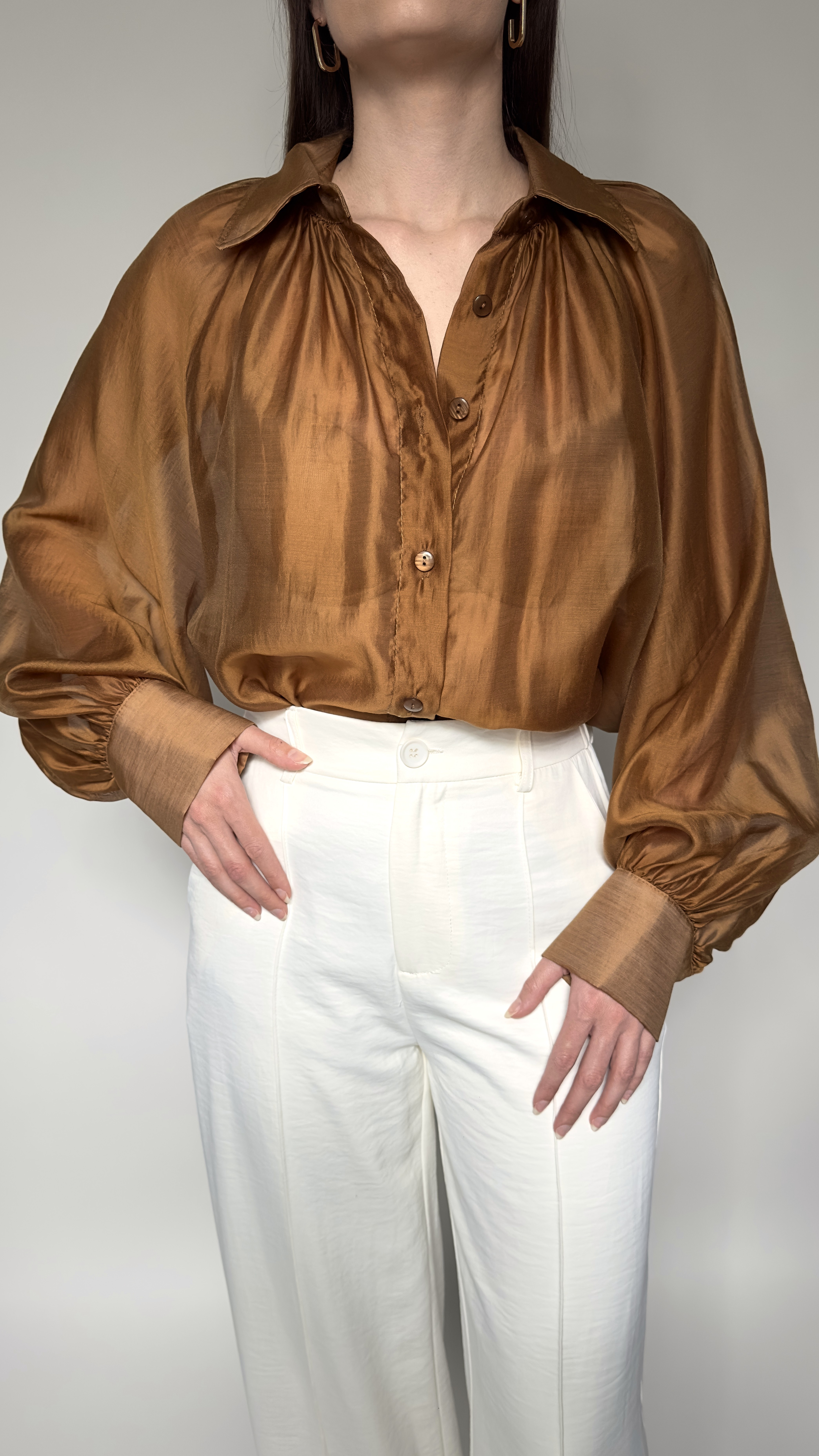 Elegantní transparentní halenka - BRONZI