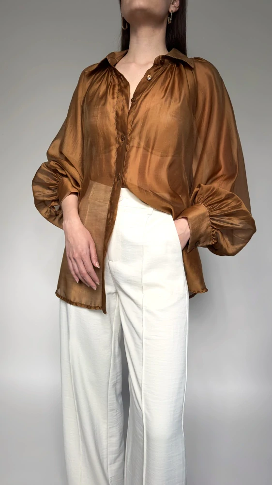 Elegantní transparentní halenka - BRONZI