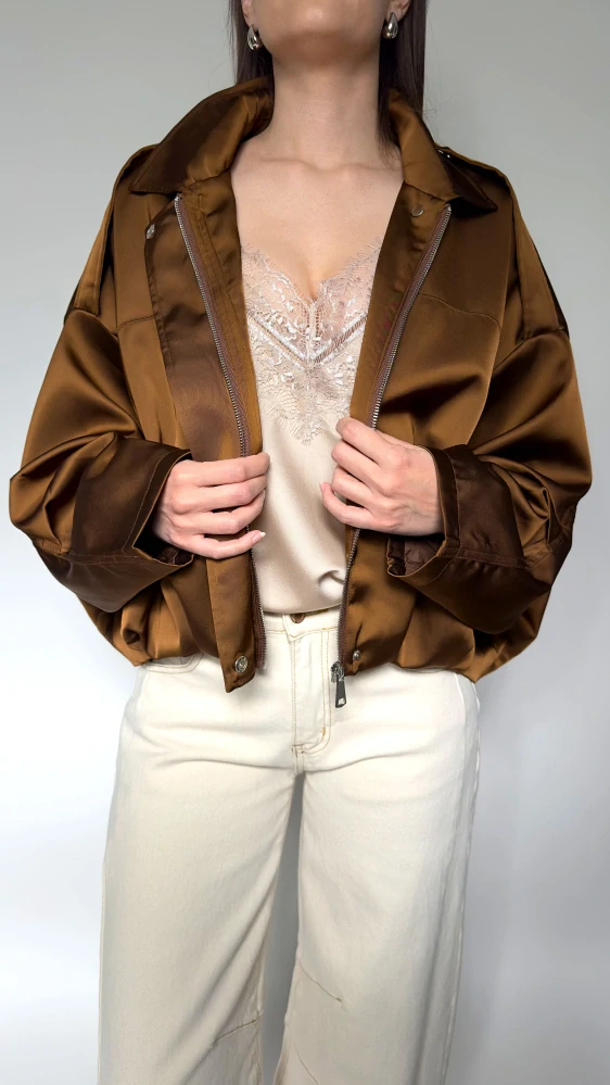 Saténový bronz bomber – LAXI 