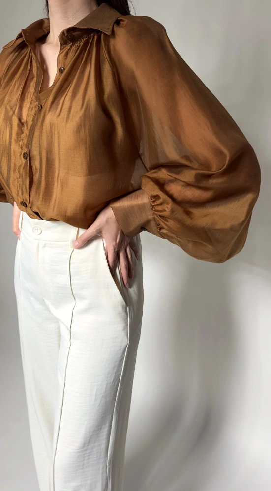 Elegantní transparentní halenka - BRONZI