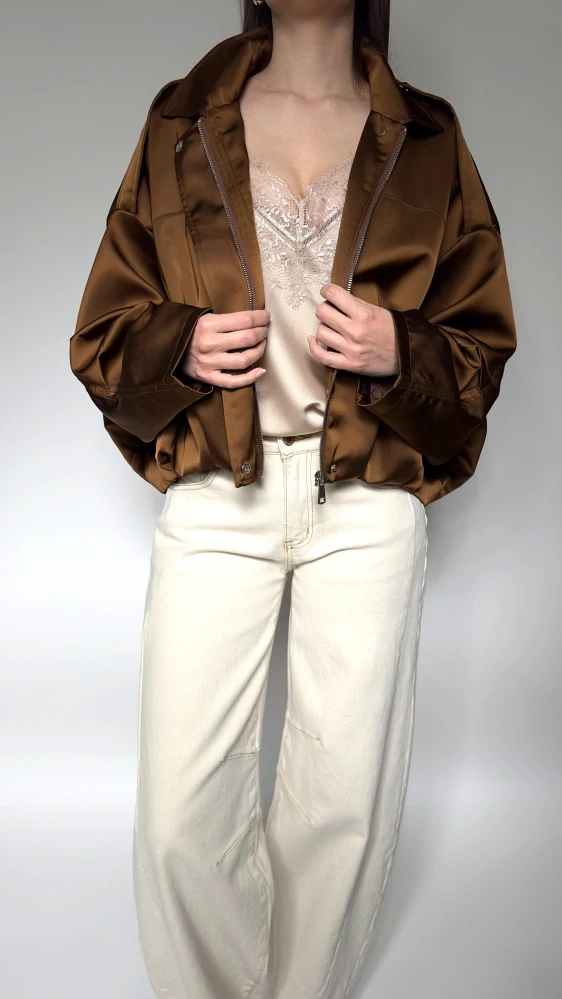 Saténový bronz bomber – LAXI 