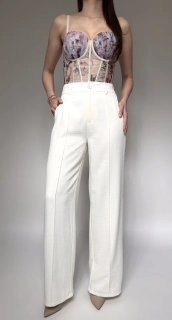 Elegantní bílé široké kalhoty - LORA